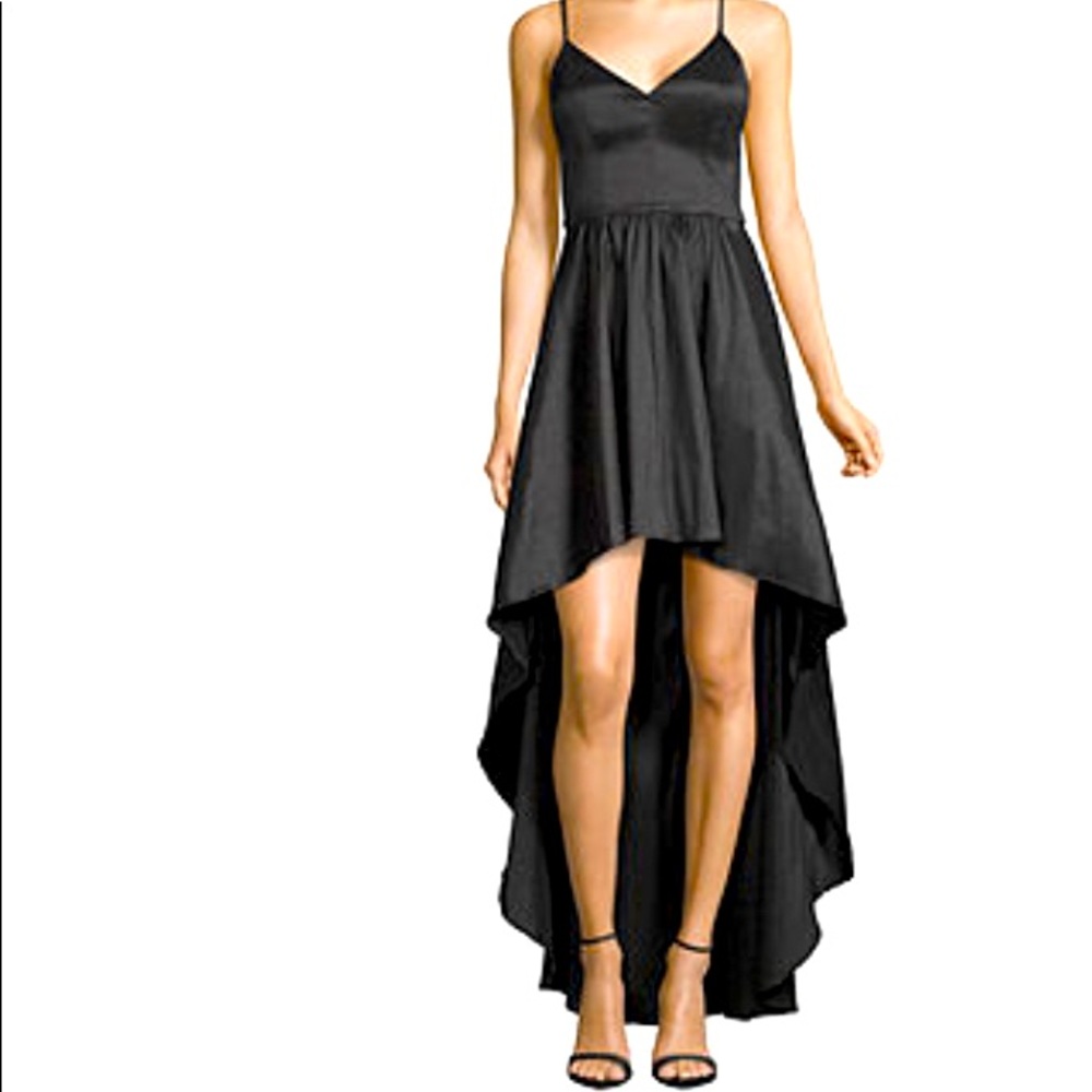13/14 black prom dress high low cut